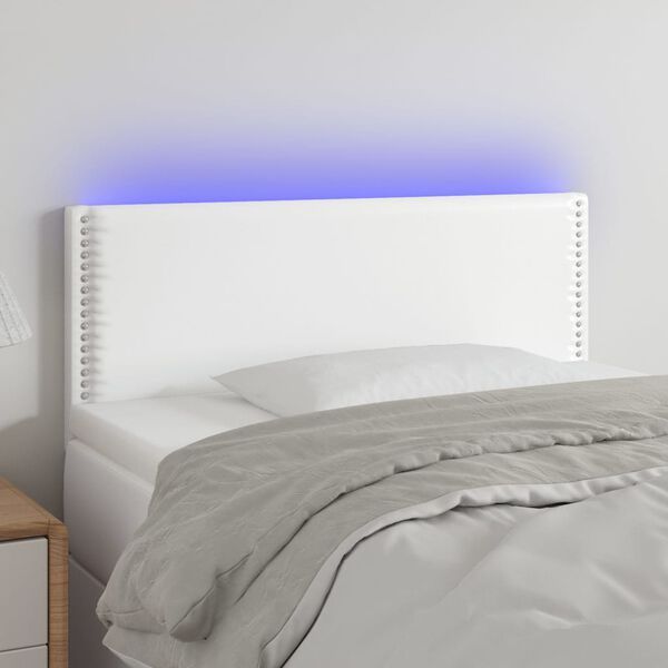 vidaXL feh&eacute;r műbőr LED-es fejt&aacute;mla 100 x 5 x 78/88 cm