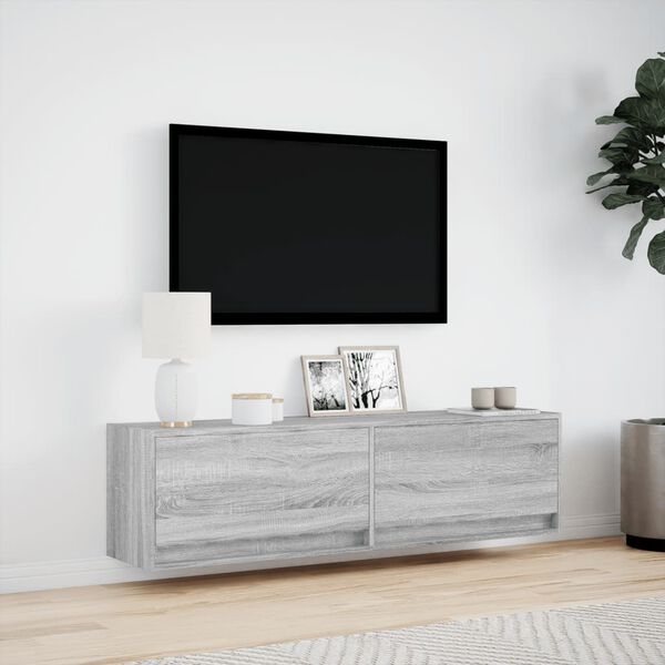 vidaXL sz&uuml;rke sonoma sz&iacute;nű fali TV-szekr&eacute;ny LED-ekkel 140 x 31 x 38 cm