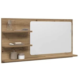 vidaXL k&eacute;zműves t&ouml;lgy szerelt fa t&uuml;kr&ouml;s f&uuml;rdőszobaszekr&eacute;ny 90x11x45 cm