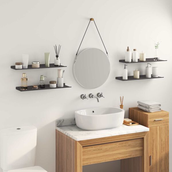 vidaXL Lebegő polc Falra szerelhető 4 pcs Fekete 60 x 18 x 2,5 cm Ac&eacute;l