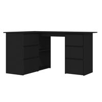 vidaXL fekete forgácslap sarok íróasztal 145 x 100 x 76 cm