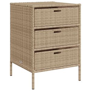 vidaXL b&eacute;zs polyrattan kerti t&aacute;rol&oacute;szekr&eacute;ny 55 x 59 x 80 cm