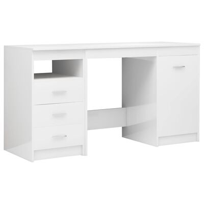vidaXL magasfényű fehér forgácslap íróasztal 140 x 50 x 76 cm