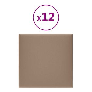 vidaXL 12 db cappuccino sz&iacute;nű műbőr fali panel 30 x 30 cm 1,08 m&sup2;
