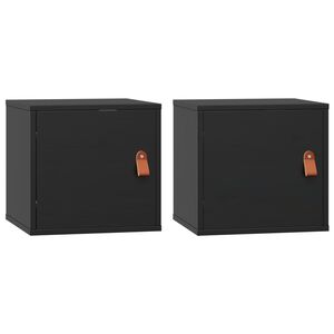 vidaXL 2 db fekete t&ouml;m&ouml;r fenyőfa faliszekr&eacute;ny 31,5 x 30 x 30 cm