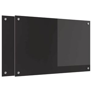 vidaXL Konyhai splashback 2 pcs Fekete 80 x 50 cm edzett &uuml;veg