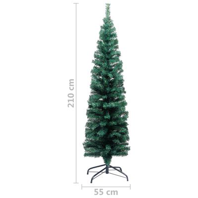 vidaXL zöld megvilágított vékony műkarácsonyfa gömb szettel 210 cm