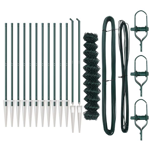 vidaXL Kerítésoszlop Zöld 25 x 1 m (40 x 40 mm-es hálóval) Acél és PVC