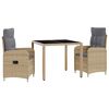 vidaXL K&uuml;lt&eacute;ri &eacute;tkező szett 3 pcs Beige &eacute;s Vil&aacute;gossz&uuml;rke