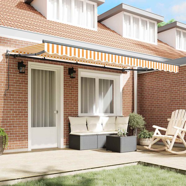 vidaXL Beh&uacute;zhat&oacute; napellenző S&aacute;rga &eacute;s Feh&eacute;r 350 x 200 cm