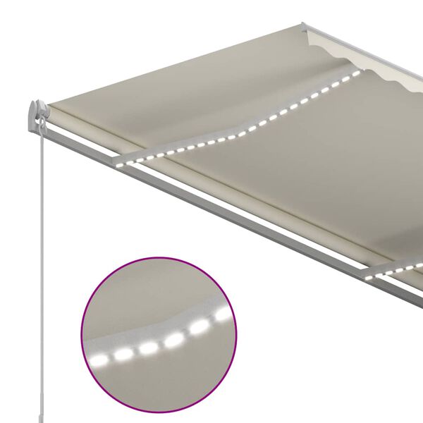 vidaXL kr&eacute;msz&iacute;nű automata sz&eacute;l&eacute;rz&eacute;kelős &eacute;s LED-es napellenző 3x2,5 m