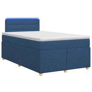 vidaXL Boxspring &aacute;gy matraccal LED szalagokkal K&eacute;k 120 x 190 cm Sz&ouml;vet
