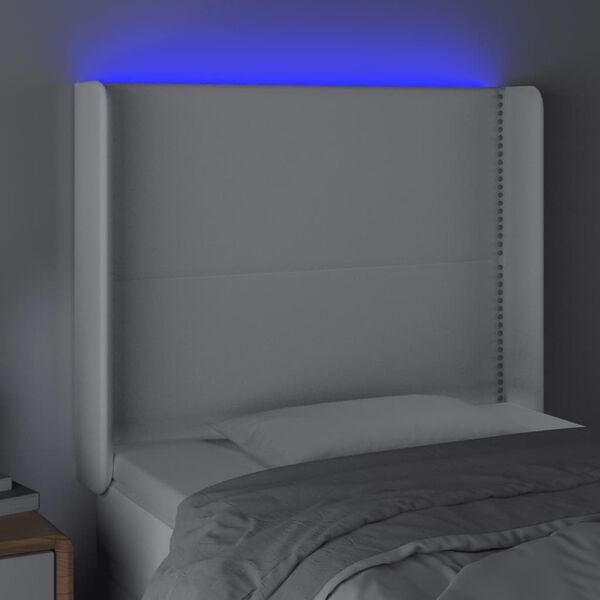vidaXL feh&eacute;r műbőr LED-es fejt&aacute;mla 103x16x118/128 cm
