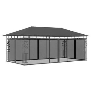 vidaXL antracitsz&uuml;rke pavilon sz&uacute;nyogh&aacute;l&oacute;val 6 x 3 x 2,73 m