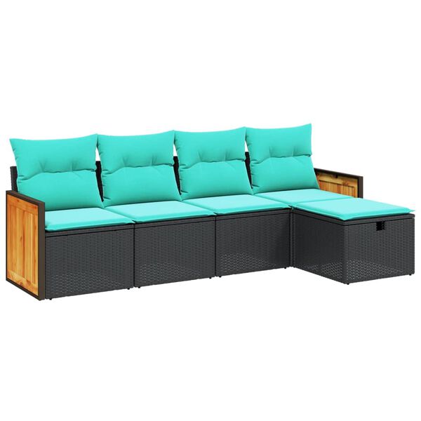 vidaXL 6 r&eacute;szes sz&uuml;rke polyrattan kerti &uuml;lőgarnit&uacute;ra p&aacute;rn&aacute;kkal