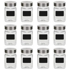 vidaXL 12 db tárolóedény matricával 300 ml