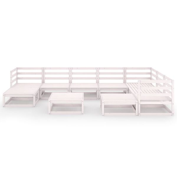 vidaXL 10 r&eacute;szes feh&eacute;r t&ouml;m&ouml;r fenyőfa kerti b&uacute;torgarnit&uacute;ra