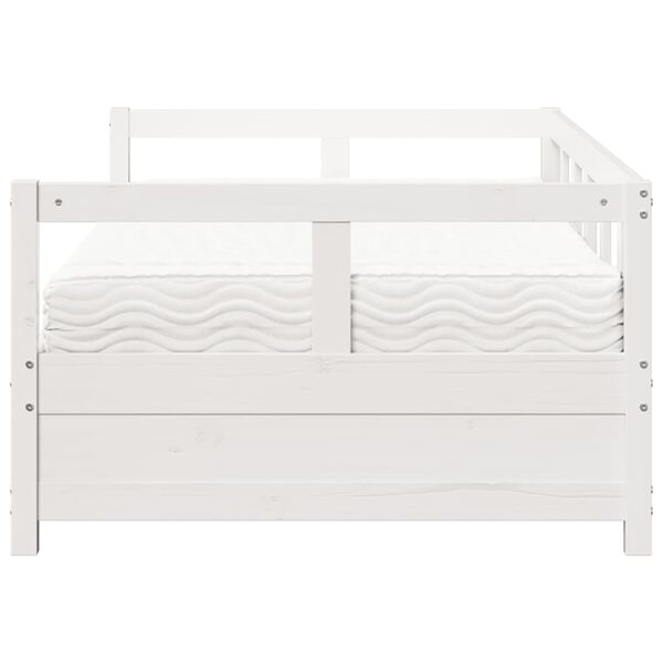 vidaXL feh&eacute;r t&ouml;m&ouml;r fenyőfa kanap&eacute;&aacute;gy matraccal 90 x 200 cm