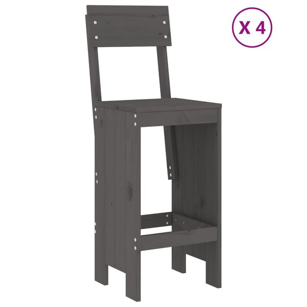 vidaXL szürke 5 részes tömör fenyőfa kerti bárszett