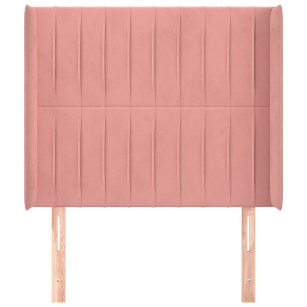 vidaXL rózsaszín bársony fejtámla szárnyakkal 83x16x118/128 cm