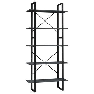 vidaXL &ouml;tszintes sz&uuml;rke fenyőfa k&ouml;nyvszekr&eacute;ny 80 x 30 x 175 cm