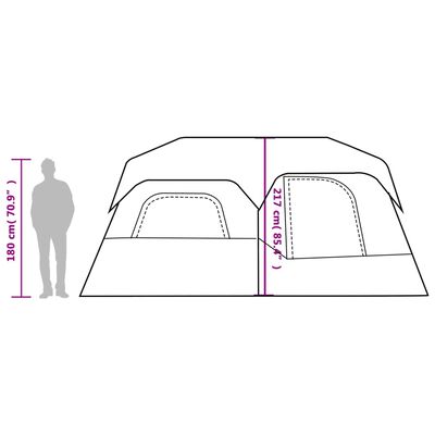 vidaXL 9 személyes zöld gyorskioldó vízálló családi sátor