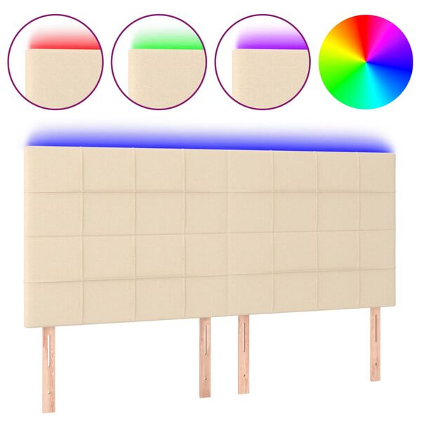 vidaXL kr&eacute;msz&iacute;nű sz&ouml;vet LED-es fejt&aacute;mla 180x5x118/128 cm