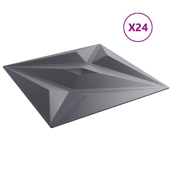 vidaXL Fali panelek Csillag 24 pcs Csillag Sz&uuml;rke 50 x 50 cm XPS Hab