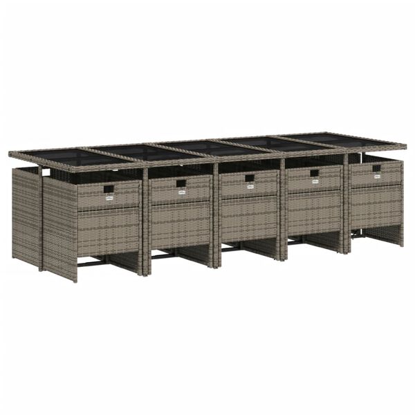 vidaXL 11 részes szürke polyrattan kerti ülőgarnitúra párnákkal