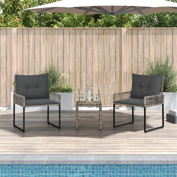 vidaXL K&uuml;lt&eacute;ri B&uacute;tor Szett p&aacute;rn&aacute;val 3 pcs Sz&uuml;rke