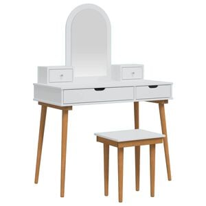 vidaXL Sminkasztal K&eacute;szlet FAUSKE 5 pcs Feh&eacute;r 100 x 50 x 143 cm