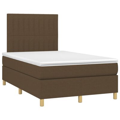 vidaXL barna szövet rugós és LED-es ágy matraccal 120 x 200 cm