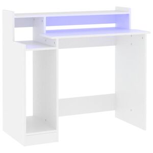 vidaXL feh&eacute;r szerelt fa &iacute;r&oacute;asztal LED-ekkel 97 x 45 x 90 cm