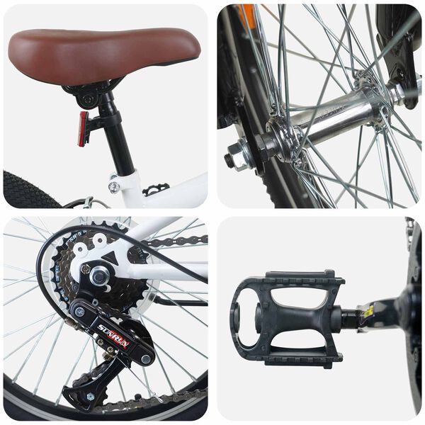 vidaXL Kids Mountain Bike 20 H&uuml;velyk 6-Speed 5-8 &eacute;ves korig val&oacute; Feh&eacute;r