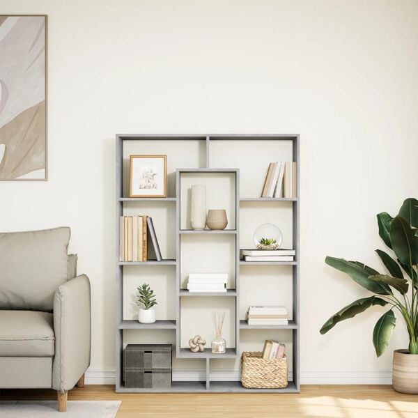 vidaXL betonsz&uuml;rke szerelt fa k&ouml;nyvszekr&eacute;ny 102 x 29 x 143 cm