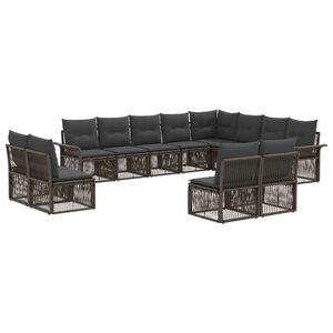 vidaXL Kerti Kanap&eacute; Szett 12 pcs Sz&uuml;rke polirattan