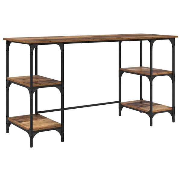 vidaXL Asztal polcokkal t&aacute;rol&oacute;val &Ouml;reg fa 140 x 50 x 75 cm Faanyag