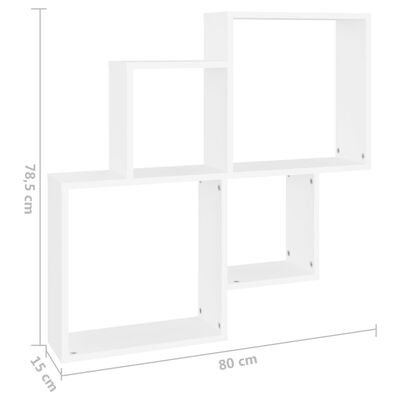 vidaXL fehér forgácslap fali kockapolc 80 x 15 x 78,5 cm