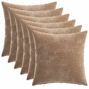 vidaXL P&aacute;rna huzat 6 db HEERLEN Barna 30 x 30 cm Chenille Sz&ouml;vet