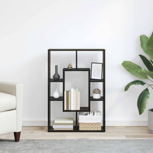 vidaXL K&ouml;nyvespolc Fekete t&ouml;lgy 63 x 20 x 90 cm Faanyag