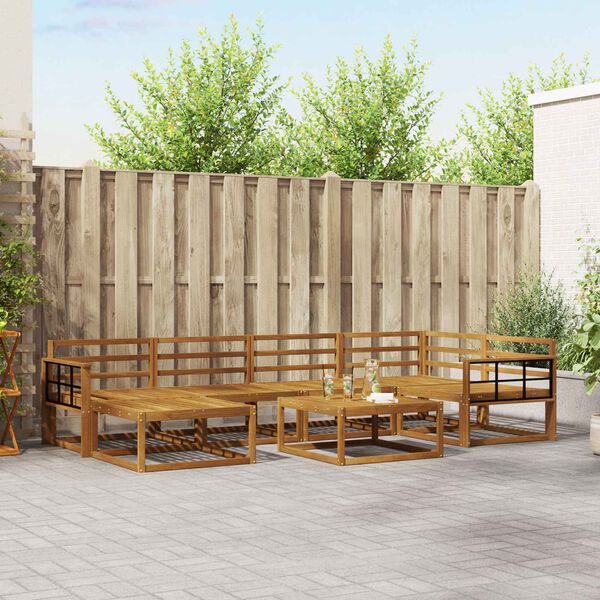 vidaXL K&uuml;lt&eacute;ri kanap&eacute; szett 7 pcs Term&eacute;szetes T&ouml;m&ouml;r Ak&aacute;cfa