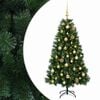 vidaXL Műkar&aacute;csonyfa g&ouml;mbd&iacute;sszel 120 cm 150 LED Meleg feh&eacute;r PVC &eacute;s f&eacute;m