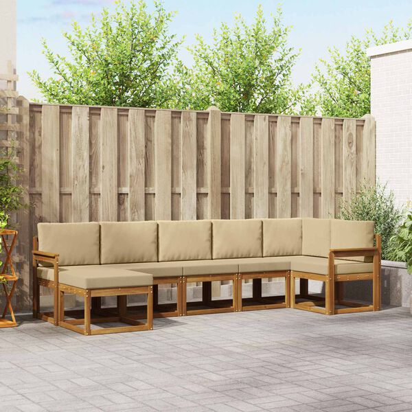 vidaXL K&uuml;lt&eacute;ri kanap&eacute; szett p&aacute;rn&aacute;val 7 pcs Term&eacute;szetes &eacute;s b&eacute;zs