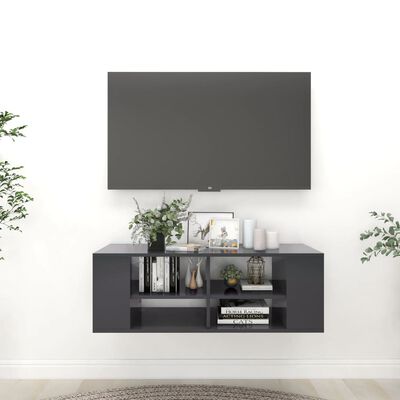 vidaXL szürke falra szerelhető forgácslap TV-szekrény 102 x 35 x 35 cm