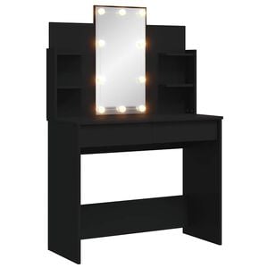 vidaXL fekete f&eacute;s&uuml;lk&ouml;dőasztal LED-del 96x40x142 cm