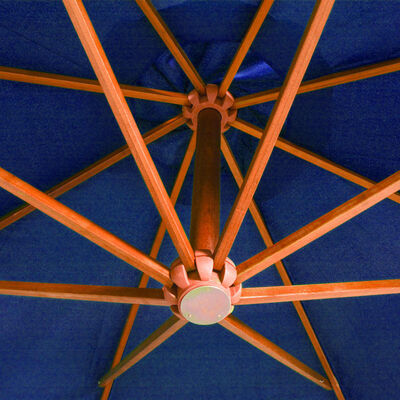 vidaXL azúrkék tömör fenyőfa függő napernyő rúddal 3,5 x 2,9 m