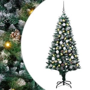 vidaXL Mű kar&aacute;csonyfa 300 LED-del Z&ouml;ld 180 cm PVC &eacute;s Ac&eacute;l &eacute;s Műanyag