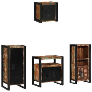 vidaXL F&uuml;rdőszoba b&uacute;tor szett 4 db T&ouml;bb sz&iacute;n &eacute;s Fekete 40 x 35 x 90 cm