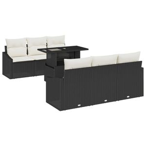 vidaXL Kerti Kanap&eacute; Szett 7 pcs Fekete &eacute;s kr&eacute;msz&iacute;nű 100 x 55 x 73 cm