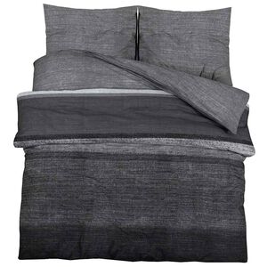 vidaXL s&ouml;t&eacute;tsz&uuml;rke &eacute;s fekete pamut paplanhuzat-szett 155 x 220 cm